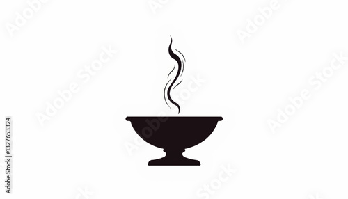 Steaming bowl silhouette against a white background