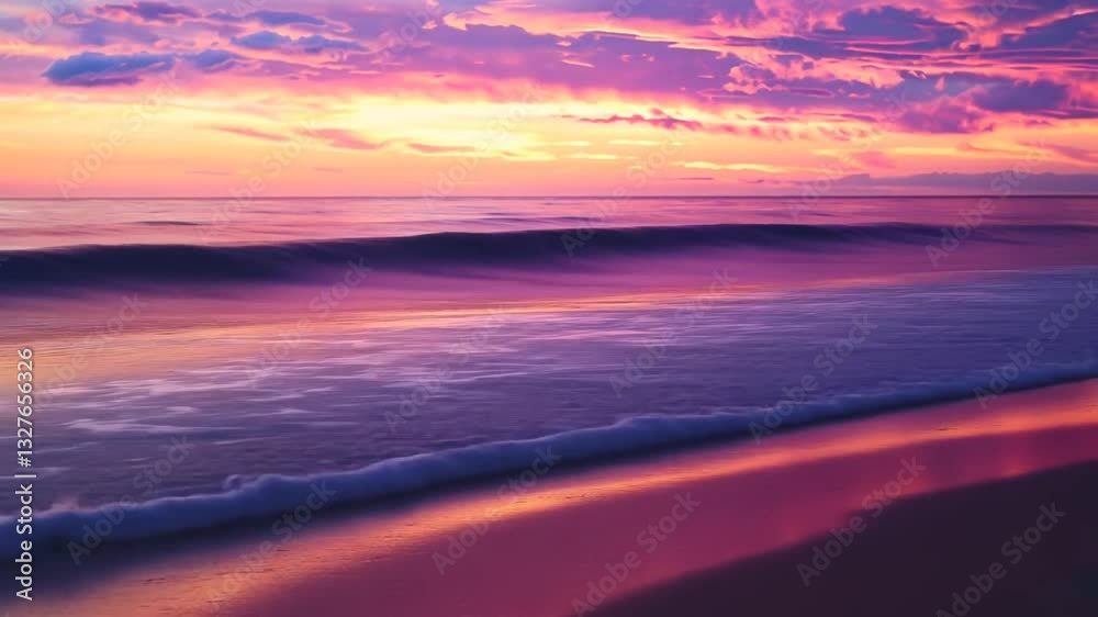 Rosa Abendlicht spiegelt sich auf ruhigem Meer