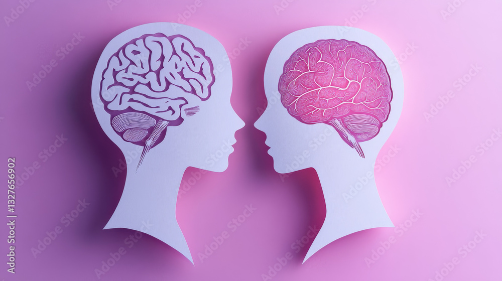 Obraz premium Mind Unveiled: Paper Cutout of Human Brain and Intelligence