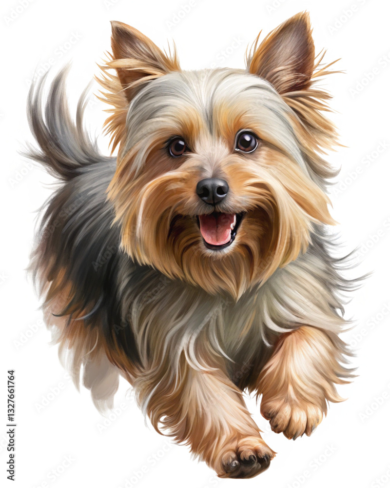 Yorkshire Terrier running and looking adorable in transparent background Yorkshire Terrier running and looking adorable in transparent background