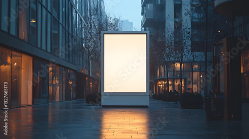 Vertical Lightbox in Urban Setting A Bright Advertising Space