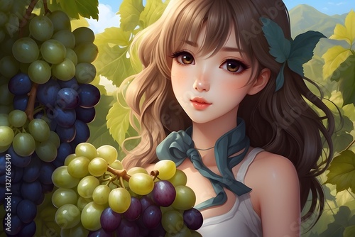 Anime digital art wallpaper background with girl