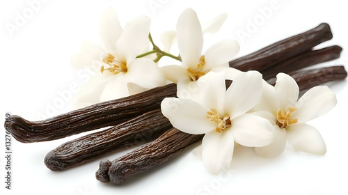 Aromatic vanilla sticks and beautiful flower