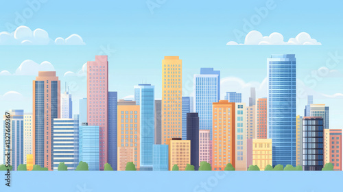 Skyscrapers buildings isolated tower office city architecture house business apartment vector illustration