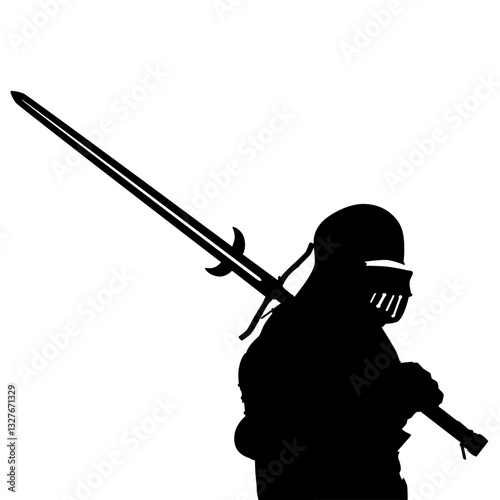 Medieval knight silhouette vector image