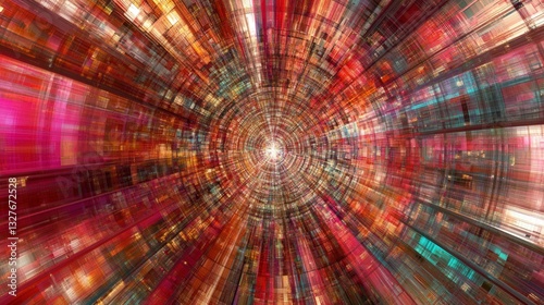 Hypnotic Digital Art: A Colorful Abstract Journey Through a Futuristic Tunnel