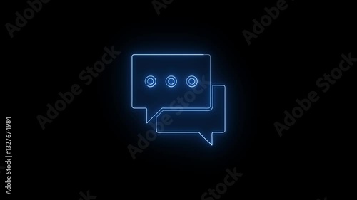 Glowing neon chat icon isolated on black background. 4k motion graphic animation
