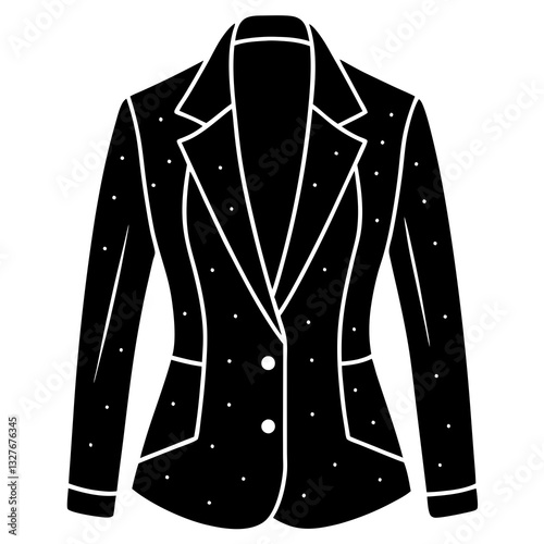  blezer for woman black silhouette vector, Simple silhouette Design vector icon with white background. Textile Vector, suit vector