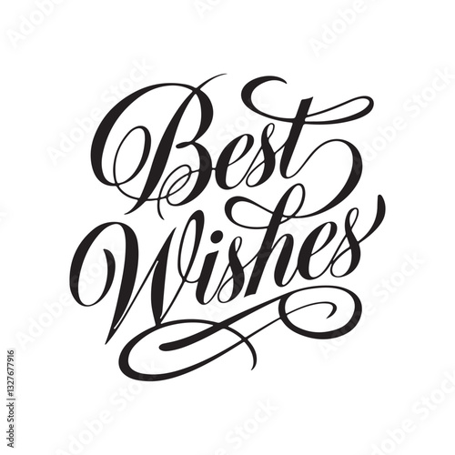 Best Wishes Elegant Calligraphy Typography Vector, Inspirational Message, Handwritten Font, Isolated on White Background, Creative Design