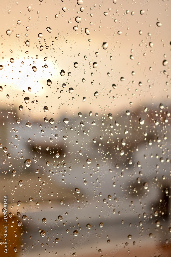 Window glass with drops during rain Window glass with drops during rain