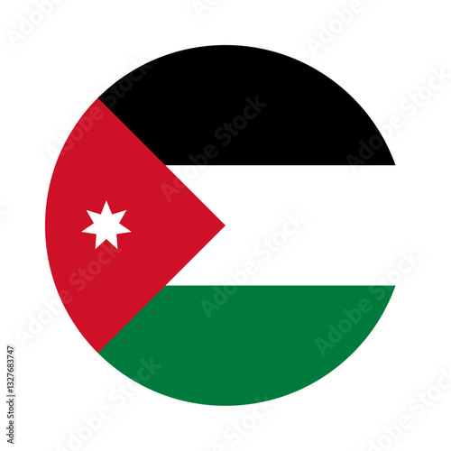 Round Jordan flag icon