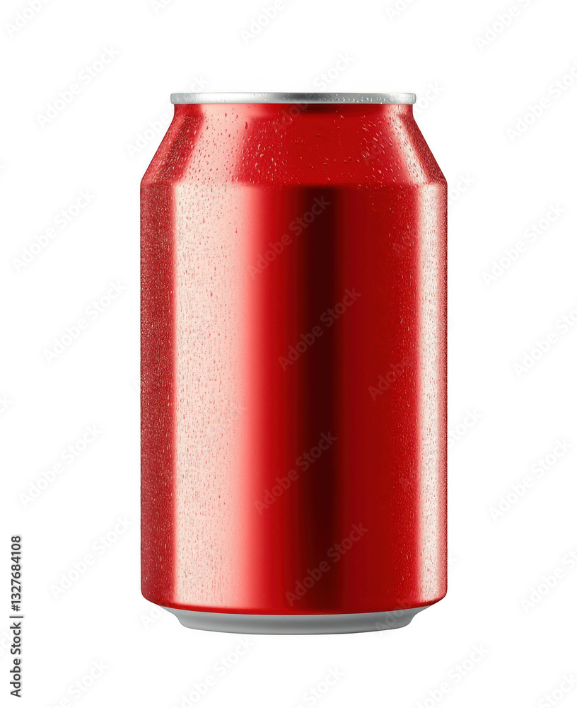 Fototapeta premium Red blank aluminum can isolated on a white background