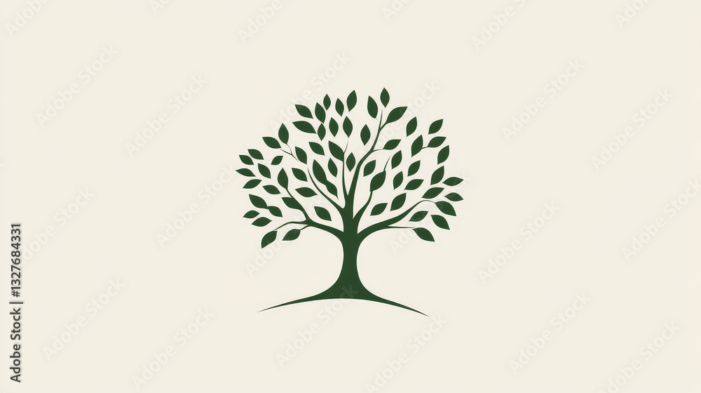 Obraz premium Tree vector logotype silhouette oak treetops illustration isolated green forest badge logo branch line-tree collection.