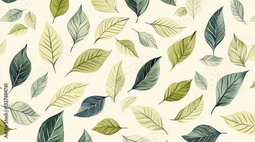 Wallpaper Mural Seamless pattern with leaves hand drawn style vector illustration nature design floral summer plant textile. Torontodigital.ca