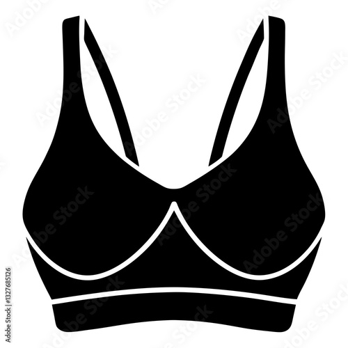 sports bra black silhouette vector, Simple silhouette Design vector icon with white background. Underwear Bra Vector. Textile Vector 