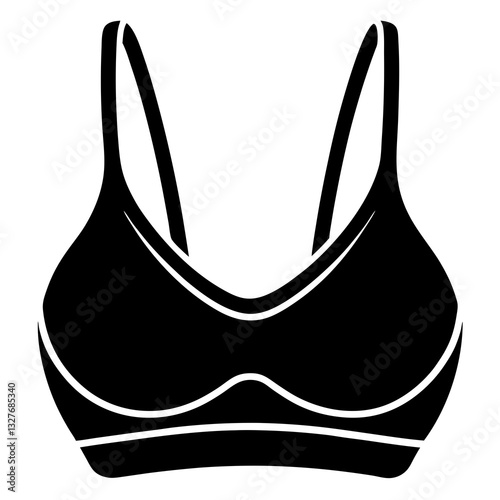 sports bra black silhouette vector, Simple silhouette Design vector icon with white background. Underwear Bra Vector. Textile Vector 