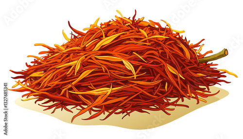 Dried saffron spice isolated on white background