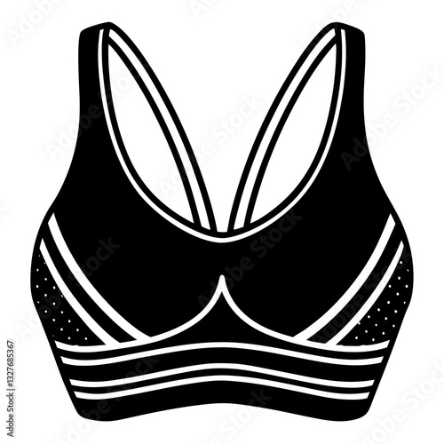 sports bra black silhouette vector, Simple silhouette Design vector icon with white background. Underwear Bra Vector. Textile Vector 