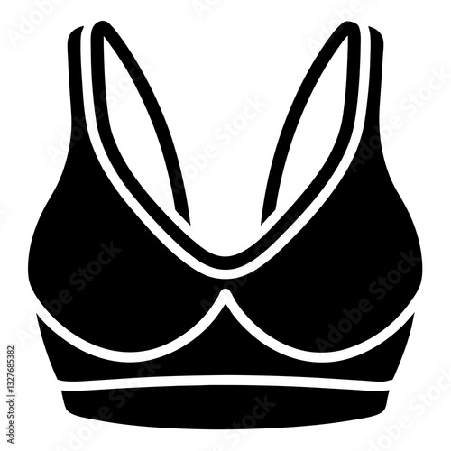 sports bra black silhouette vector, Simple silhouette Design vector icon with white background. Underwear Bra Vector. Textile Vector 