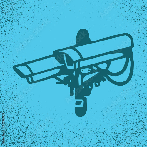 Security camera icon in cartoon style. Vector illustration isolated on grunge background texture. Museum symbol stock vector illustration.