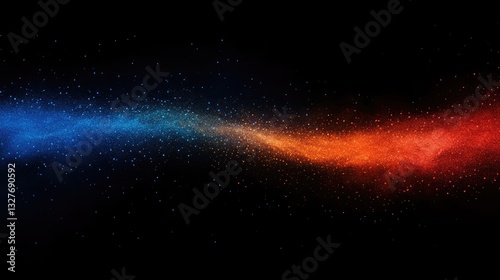 Stunning Cosmic Abstract of Blue and Orange Particles Flowing Through Space Creating an Eye-Catching Visual Experience for Inspiration in Artistic Designs