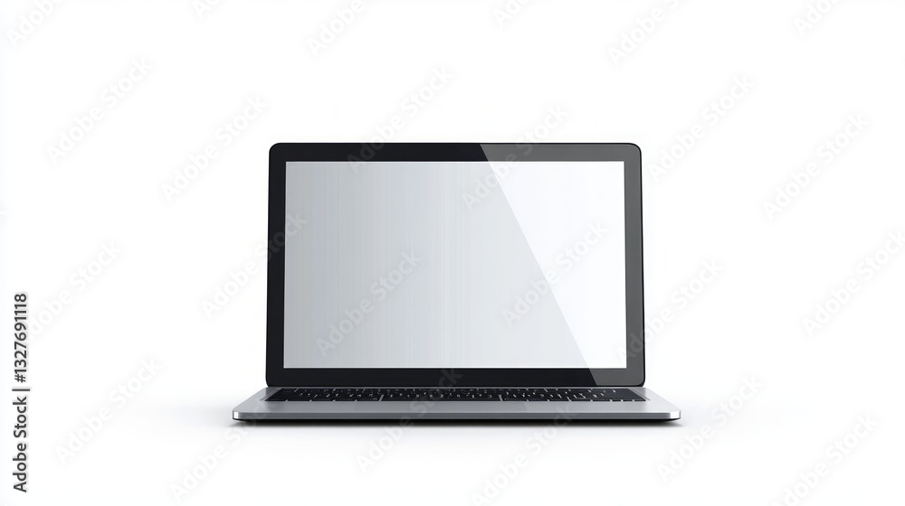 Laptop monitor mockup. Pc computer template with blank screen. Silver desktop isolated on white background.