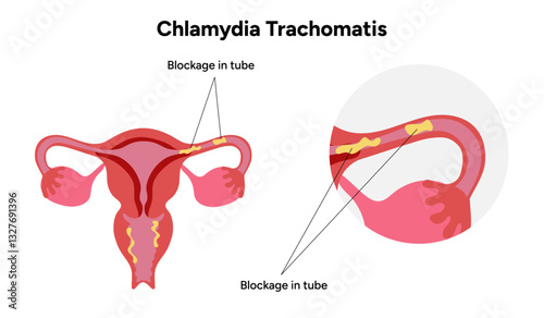 Chlamydia Trachomatis. Woman’s and man's reproductive system infections. Medical disease 