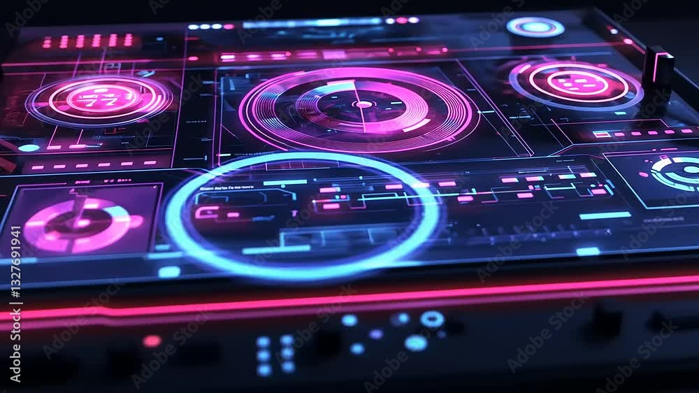 Electronic control panel with digital numbers for music mixing