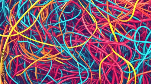 Insane messy line. Complicated clew way. Tangled scribble vector path. Chaotic difficult process way illustration