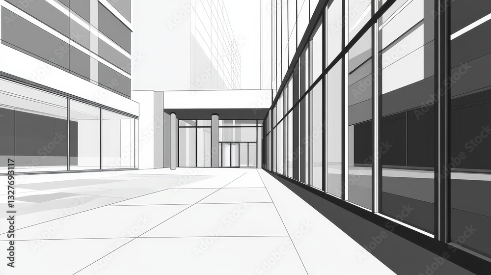 Fototapeta premium Isometric urban building, modern architecture, simple design. Cityscape element, commercial office block, vector illustration.