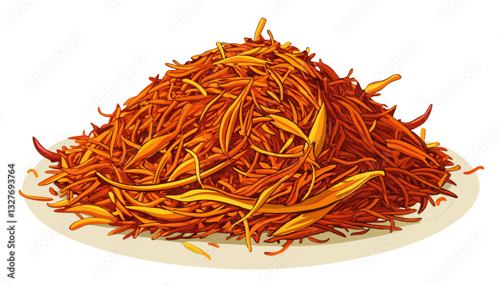 Naklejka premium Dried saffron spice isolated on white background.