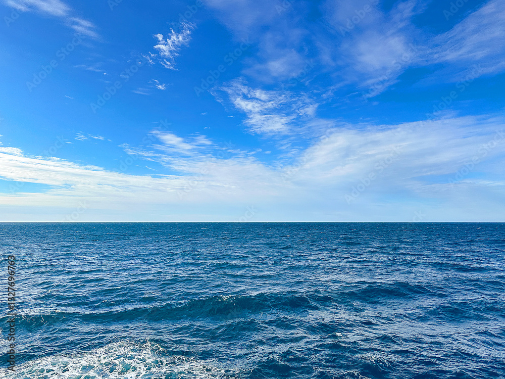 Fototapeta premium Seascape of the Atlantic Ocean from a cruise ship. No people, Travel concept.