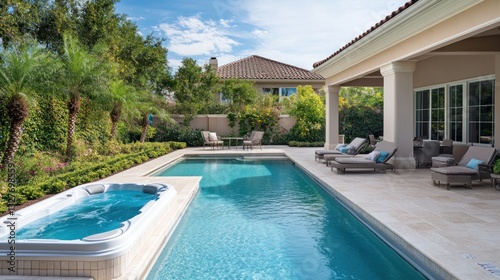 Wallpaper Mural Luxurious backyard oasis with a swimming pool and spa Torontodigital.ca