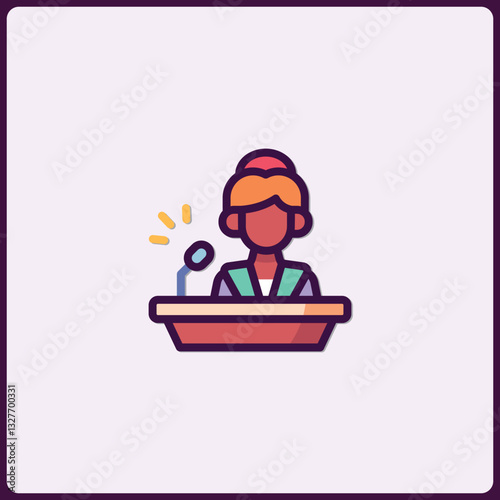 Engaging presentation icon, highlighting professional speech and communication skills