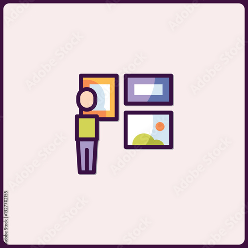 Minimalist Illustration of a Person Viewing Art in a Gallery Space Icon