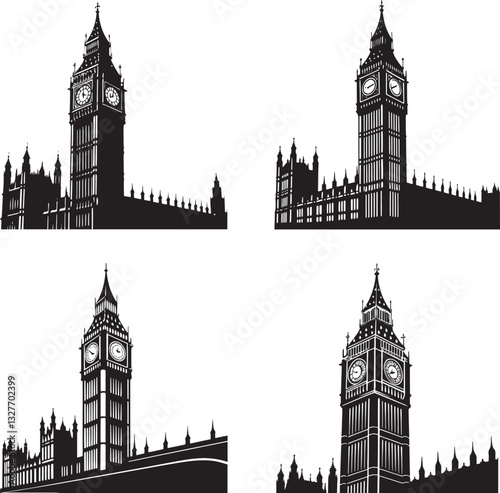 Detailed Vector Illustration of Big Ben in London, Isolated. Perfect for: New Year’s Eve, UK tourism, London events