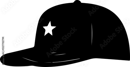 Black Snapback Cap with Star Design