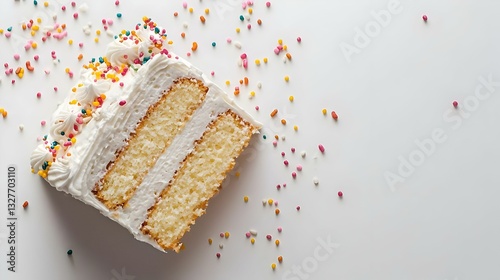 Slice of Cake Isolated on White Background