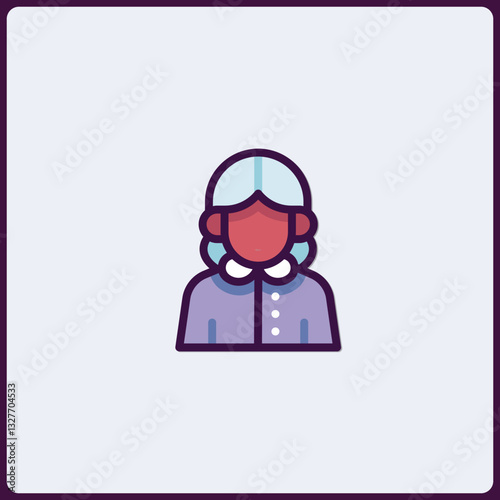 Stylized icon depicting a woman with traditional hairstyle and attire