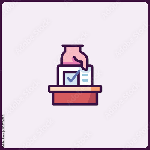 Colorful Icon Representing Elections Voting Process and Civic Participation
