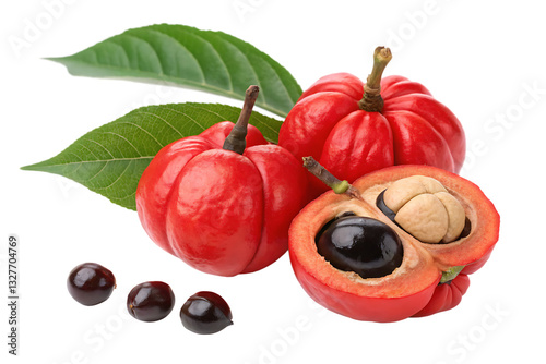 AI-Generated Guarana Fruits with Seeds, Isolated on White Background as Transparent PNG