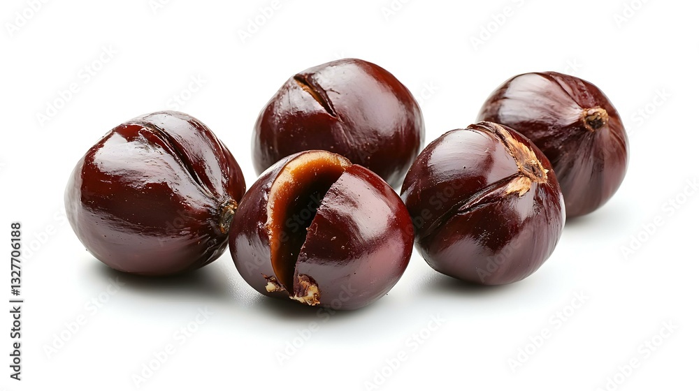 Obraz premium chinese food peeled roasted chestnut on white