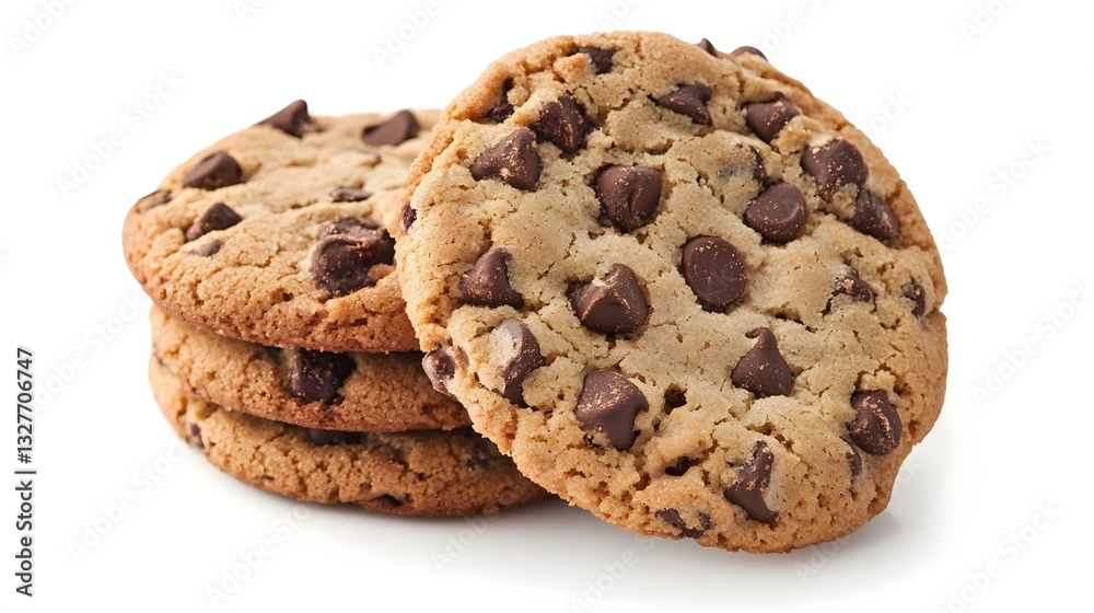 Chocolate Chip Cookies Isolated on White Background Chocolate Chip Cookies Isolated on White Background