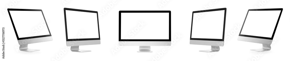 Computer monitor with blank screens isolated on white, collage Computer monitor with blank screens isolated on white, collage