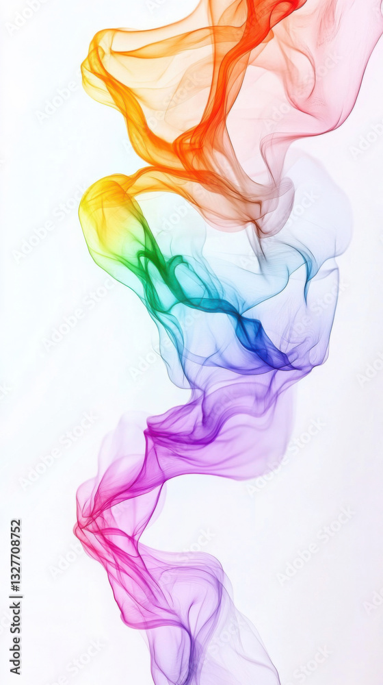 Dynamic colorful abstract smoke swirls on white background Dynamic colorful abstract smoke swirls on white background