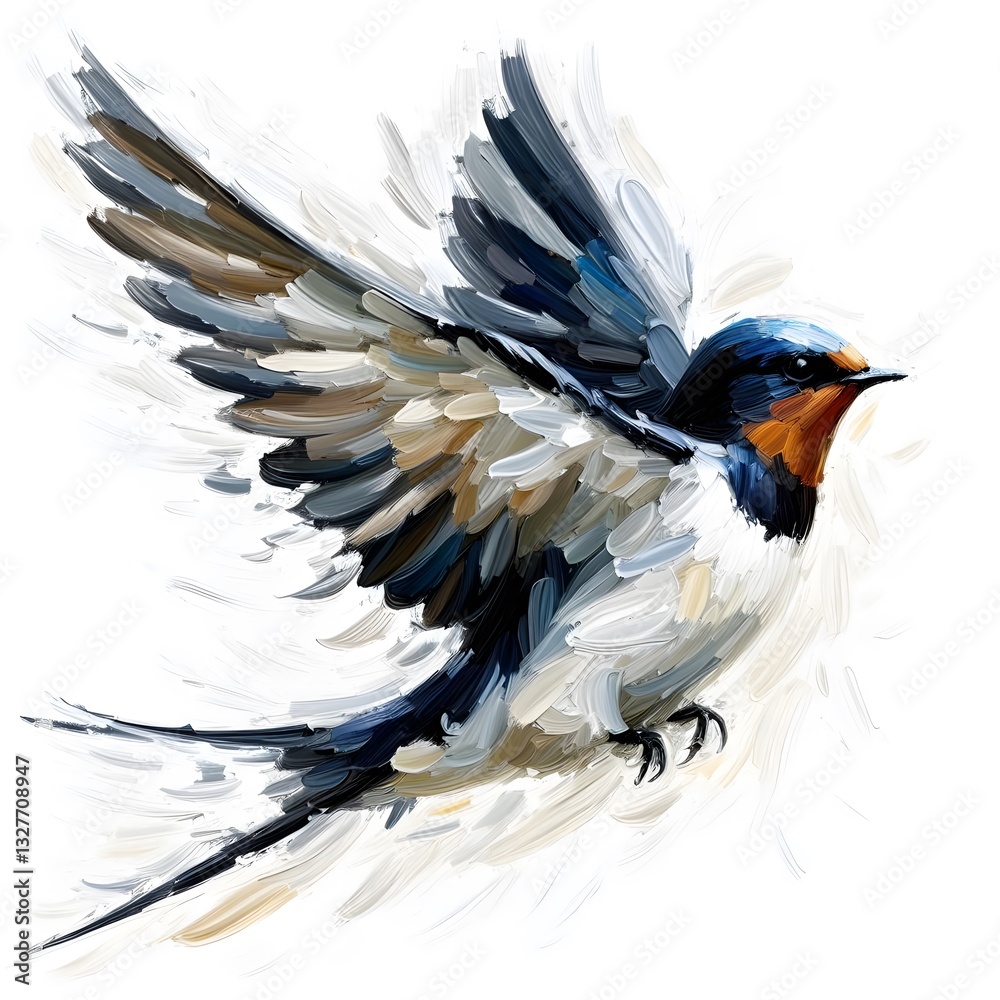 Obraz premium 제비, 임파스토 기법 일러스트, jpeg (Barn swallow, Impasto Techniques Illustration, jpeg)