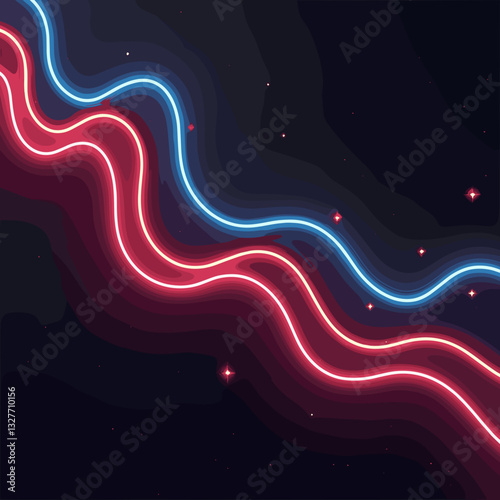 Energetic neon ribbon patterns on black background, futuristic vibe
