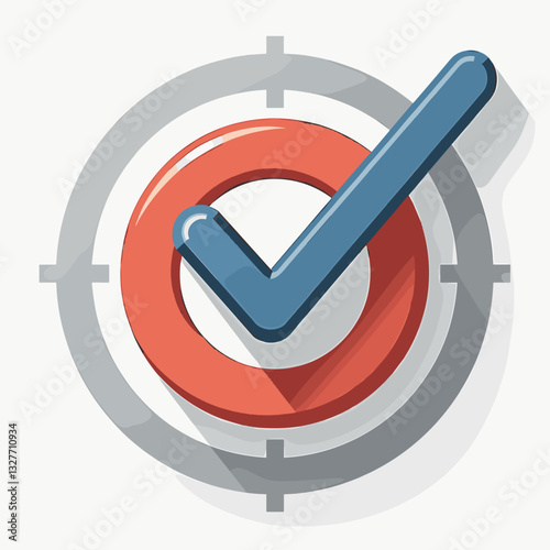 Blue tick mark crossing red target circle, symbolizing success