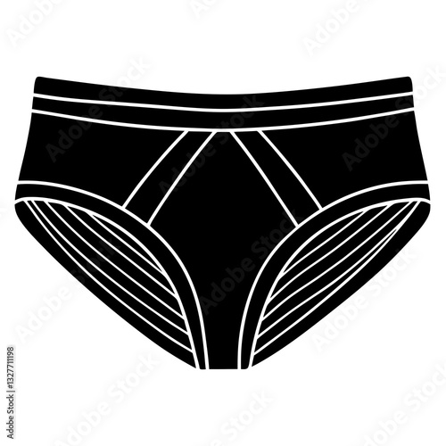 men brief black silhouette vector, Simple silhouette Design vector icon with white background. Boxer,  Man's Underwear. Clothing Vector 