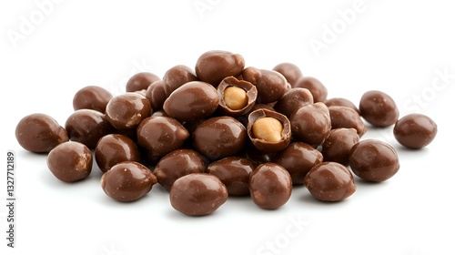 Tumpukan Kacang Berlapis Cokelat Terisolasi Dengan Latar Belakang Putih